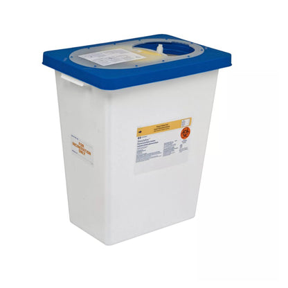 Covidien® Sharp Safety Pharmaceutical Waste Container White Base 18-3/4 H X 12-3/4 D X 18-1/4 W Inch Vertical Entry 12 Gallon (477428_CS)