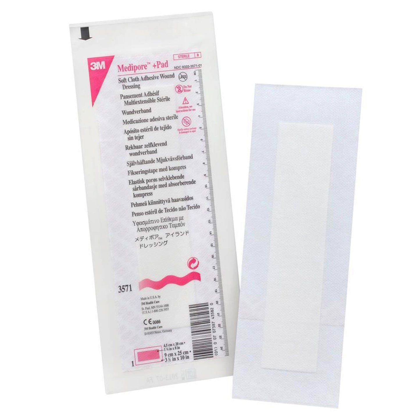 3M™ Medipore™ Composite Dressing 3-1/2 X 10 Inch Rectangle Sterile Nonwoven Backing (324096_BX)
