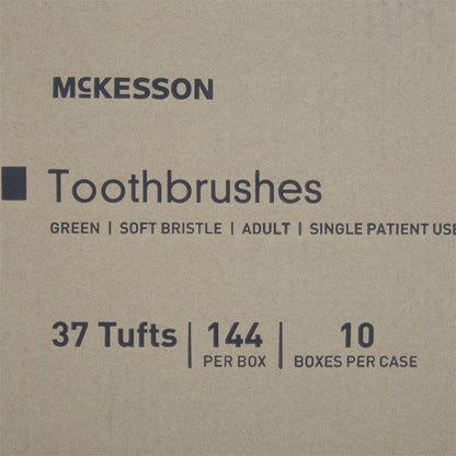 McKesson Toothbrush Green Adult Soft (888502_BX)