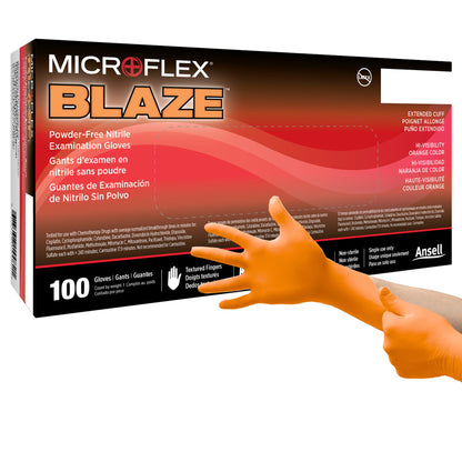 MICROFLEX® Blaze® Exam Glove Small NonSterile Nitrile Standard Cuff Length Textured Fingertips Orange Not Rated (1083382_BX)