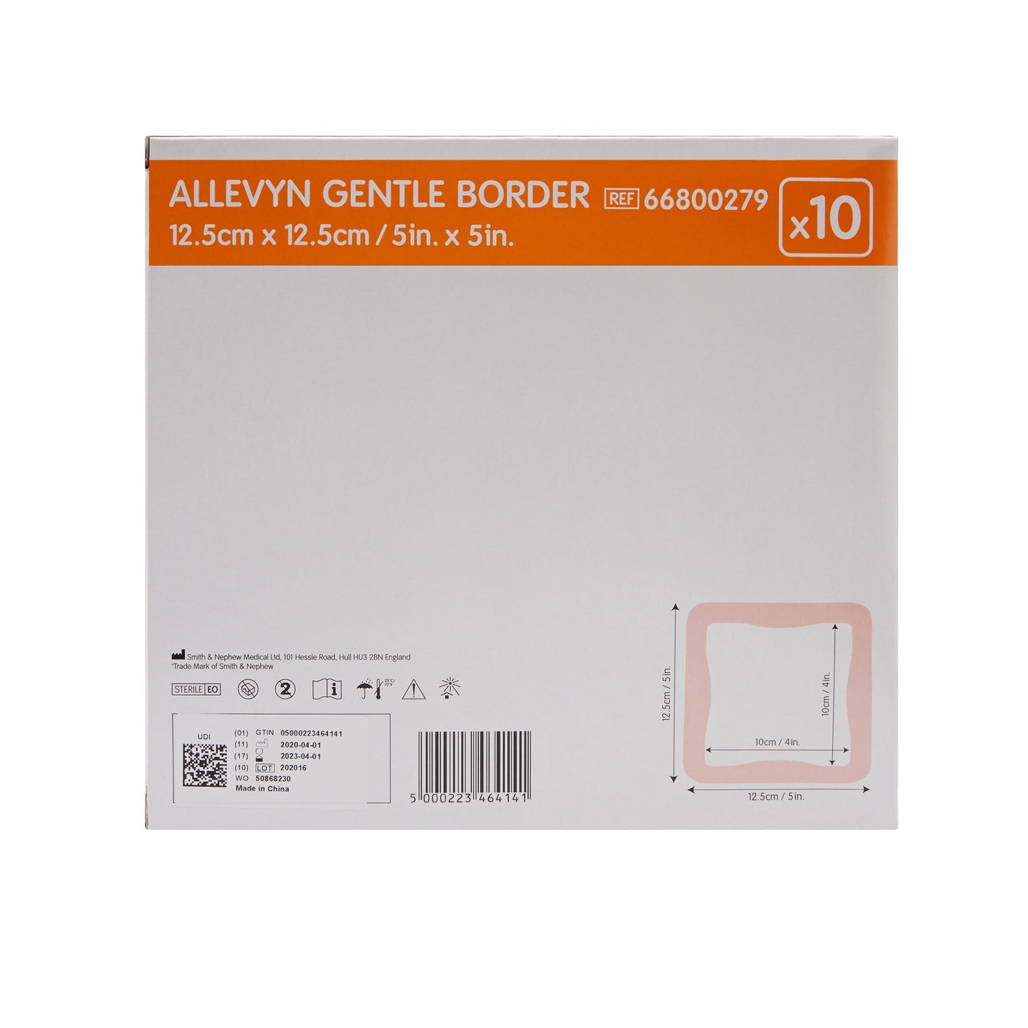 Allevyn Gentle Border Foam Dressing 5 X 5 Inch With Border Film Backing Silicone Gel Adhesive Square Sterile (665773_CS)