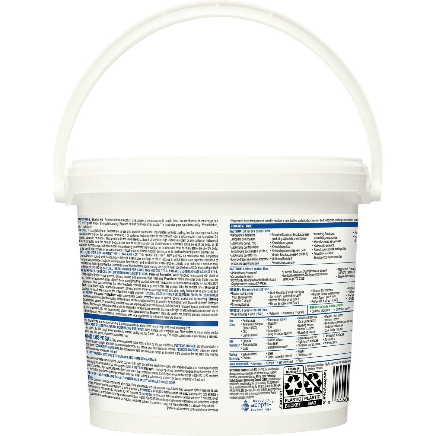 Clorox Healthcare® Surface Disinfectant Cleaner Premoistened Hydrogen Peroxide Based Manual Pull Wipe 185 Count Pail Unscented NonSterile (853531_CT)