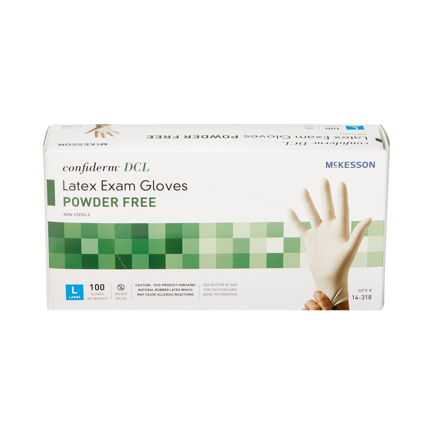 McKesson Confiderm® Exam Glove Large NonSterile Latex Standard Cuff Length Smooth Ivory Not Rated (354437_BX)