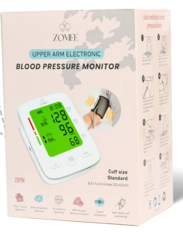Zomee Home Automatic Digital Blood Pressure Monitor Adult Cuff Nylon Cuff 8.5 to 16.5 Inch Desk Model (1247509_EA)