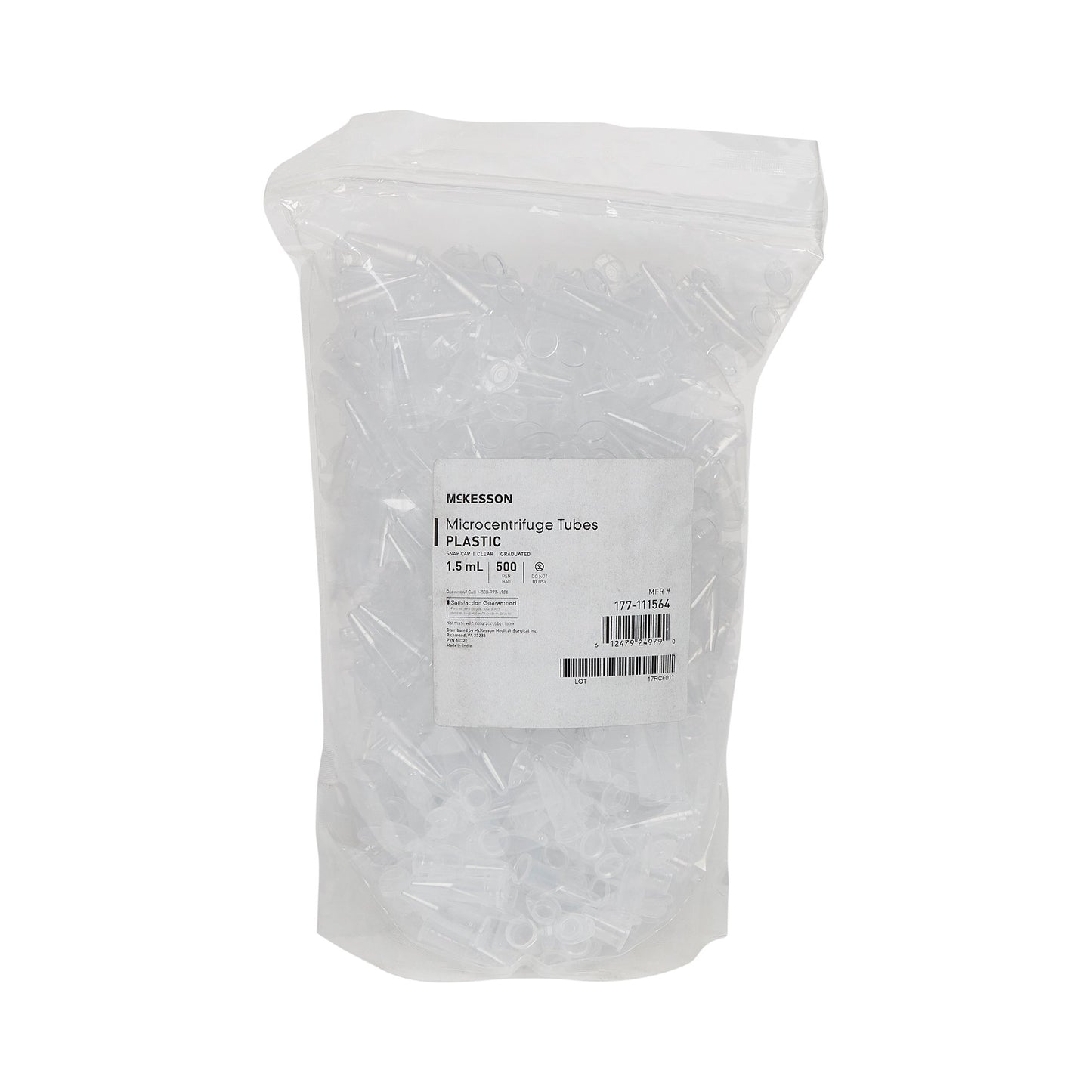 McKesson Microcentrifuge Tube Plain 1.5 mL Snap Cap Polypropylene Tube (1169386_CS)
