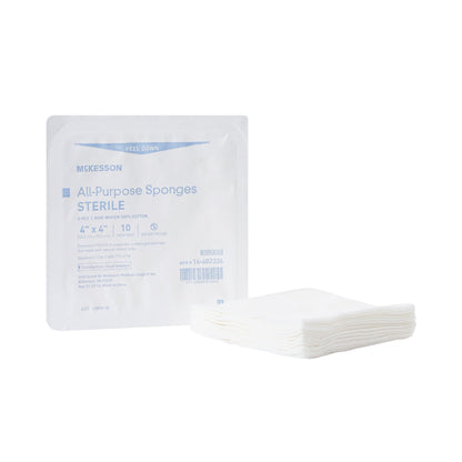 McKesson Nonwoven Sponge 4 X 4 Inch 4-Ply Sterile 10 per Tray (481055_CS)