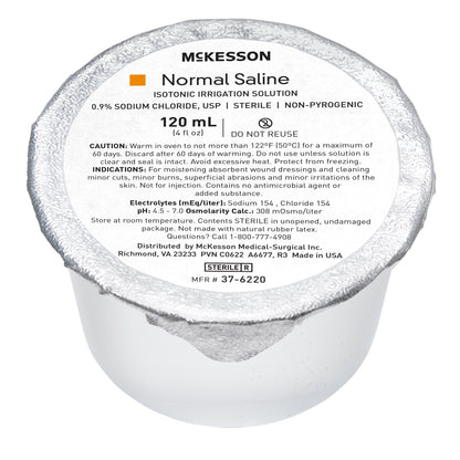 McKesson Irrigation Solution - OTC 0.9% Sodium Chloride Not for Injection Foil-Lidded Cup 120 mL (560286_CS)