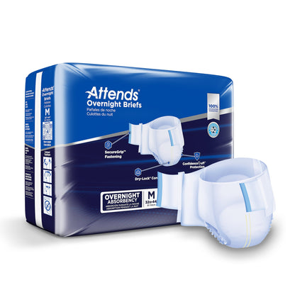 Attends® Overnight Unisex Adult Incontinence Brief Medium Disposable Heavy Absorbency (1078990_BG)