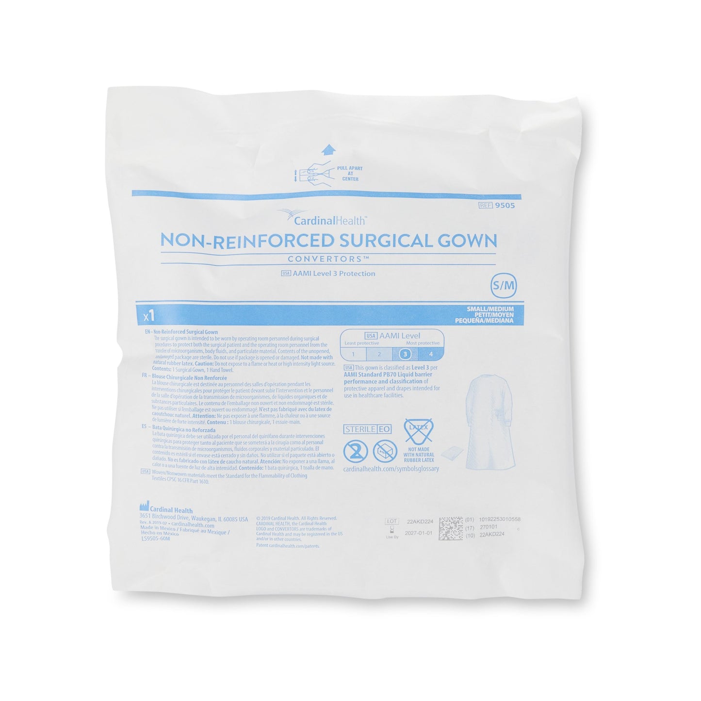 Astound® Non-Reinforced Surgical Gown with Towel Small / Medium Blue Sterile AAMI Level 3 Disposable (273632_CS)