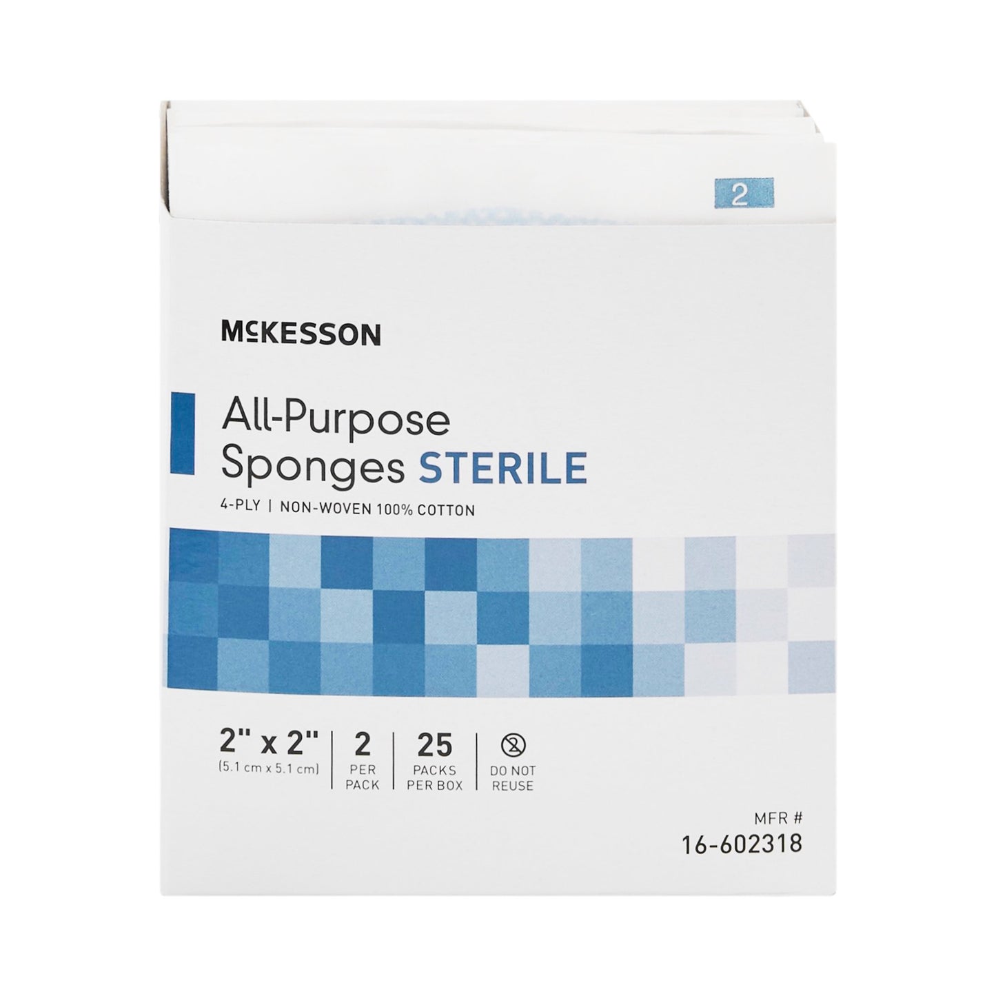 McKesson Nonwoven Sponge 2 X 2 Inch 4-Ply Sterile 2 per Pack (481052_PK)