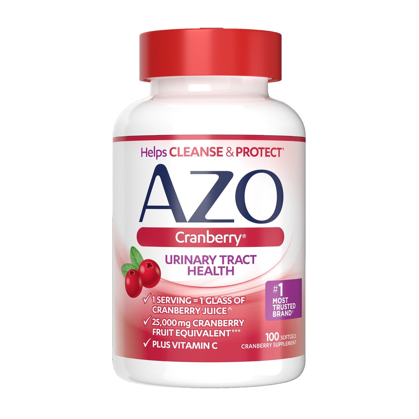 AZO® Cranberry Urinary Tract Health Dietary Supplement Vitamin C / Cranberry 120 mg - 500 mg Strength Softgel 100 per Bottle (1268924_BT)