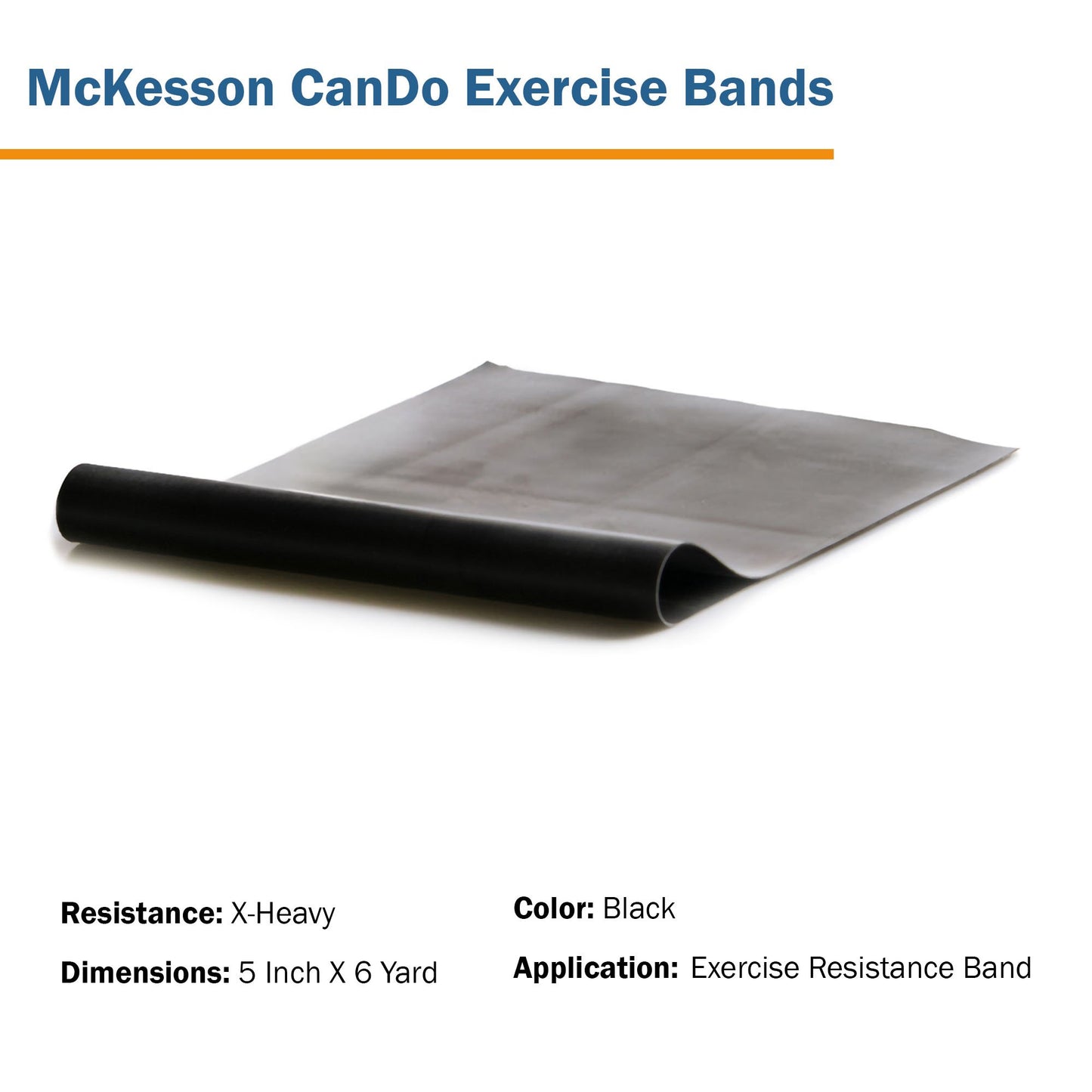 McKesson CanDo® Exercise Resistance Band Black 5 Inch X 6 Yard X-Heavy Resistance (1073315_EA)