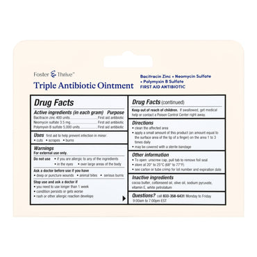 Foster & Thrive™ First Aid Antibiotic Bacitracin / Neomycin / Polymyxin B Ointment 1 oz. Tube (1244999_EA)