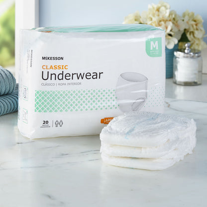McKesson Classic Unisex Adult Absorbent Underwear Pull On with Tear Away Seams Medium Disposable Light Absorbency (884177_CS)