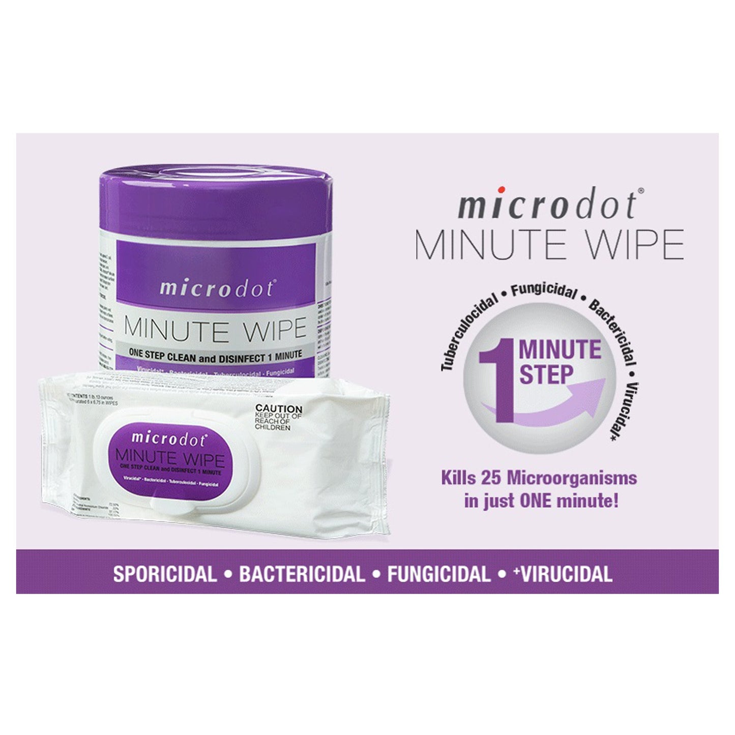 microdot® Minute Wipe Surface Disinfectant Cleaner Premoistened Alcohol Based Manual Pull Wipe 60 Count Soft Pack Alcohol Scent NonSterile (1125755_CS)