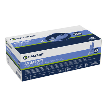 Aquasoft® Exam Glove X-Small NonSterile Nitrile Standard Cuff Length Textured Fingertips Blue Chemo Tested (975528_CS)