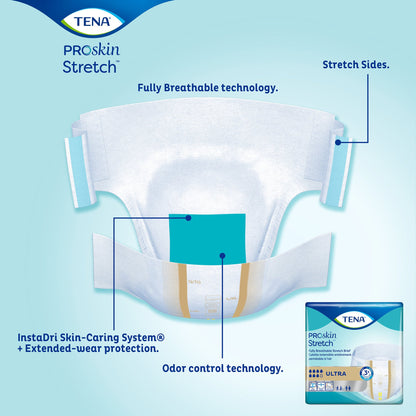 TENA ProSkin Stretch™ Ultra Unisex Adult Incontinence Brief Large / X-Large Disposable Heavy Absorbency (871836_PK)