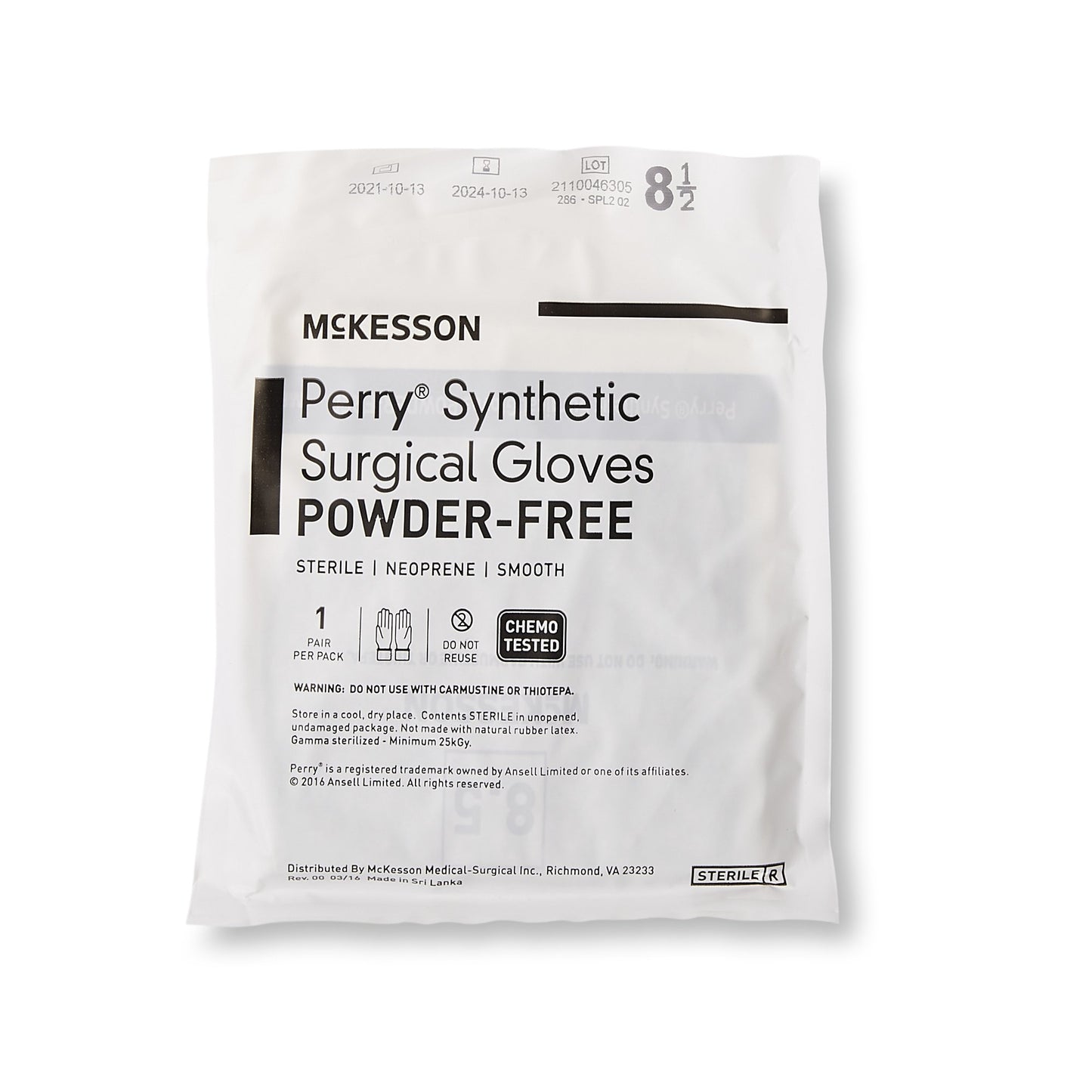 McKesson Perry® Performance Plus Surgical Glove Size 8.5 Sterile Polychloroprene Standard Cuff Length Smooth Dark Green Chemo Tested (1044741_CS)