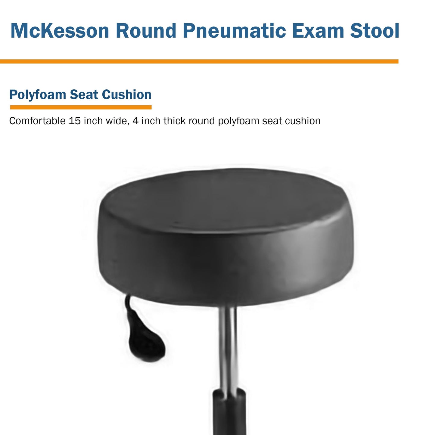 McKesson Exam Stool Backless Pneumatic Height Adjustment 5 Casters Black (566998_EA)