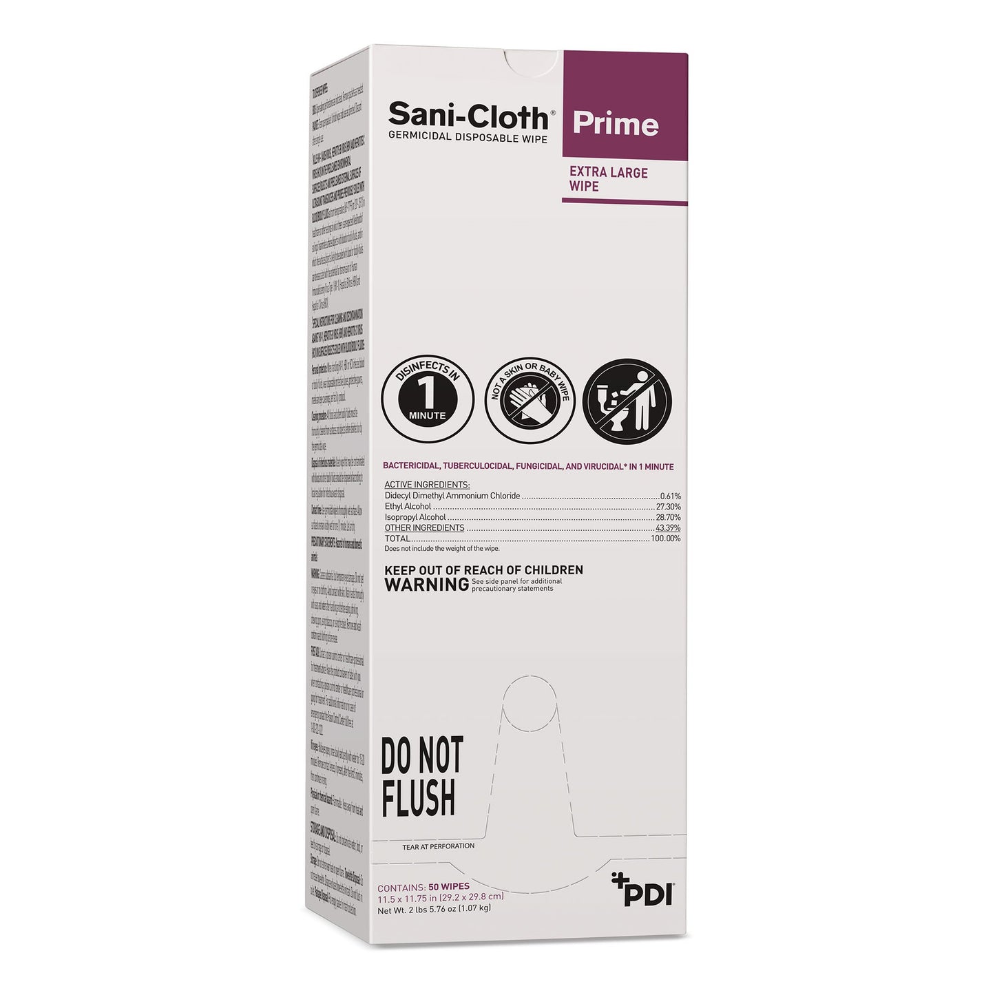 Sani-Cloth® Prime Surface Disinfectant Cleaner Premoistened Germicidal Manual Pull Wipe 50 Count Individual Packet Alcohol Scent NonSterile (1063959_CS)