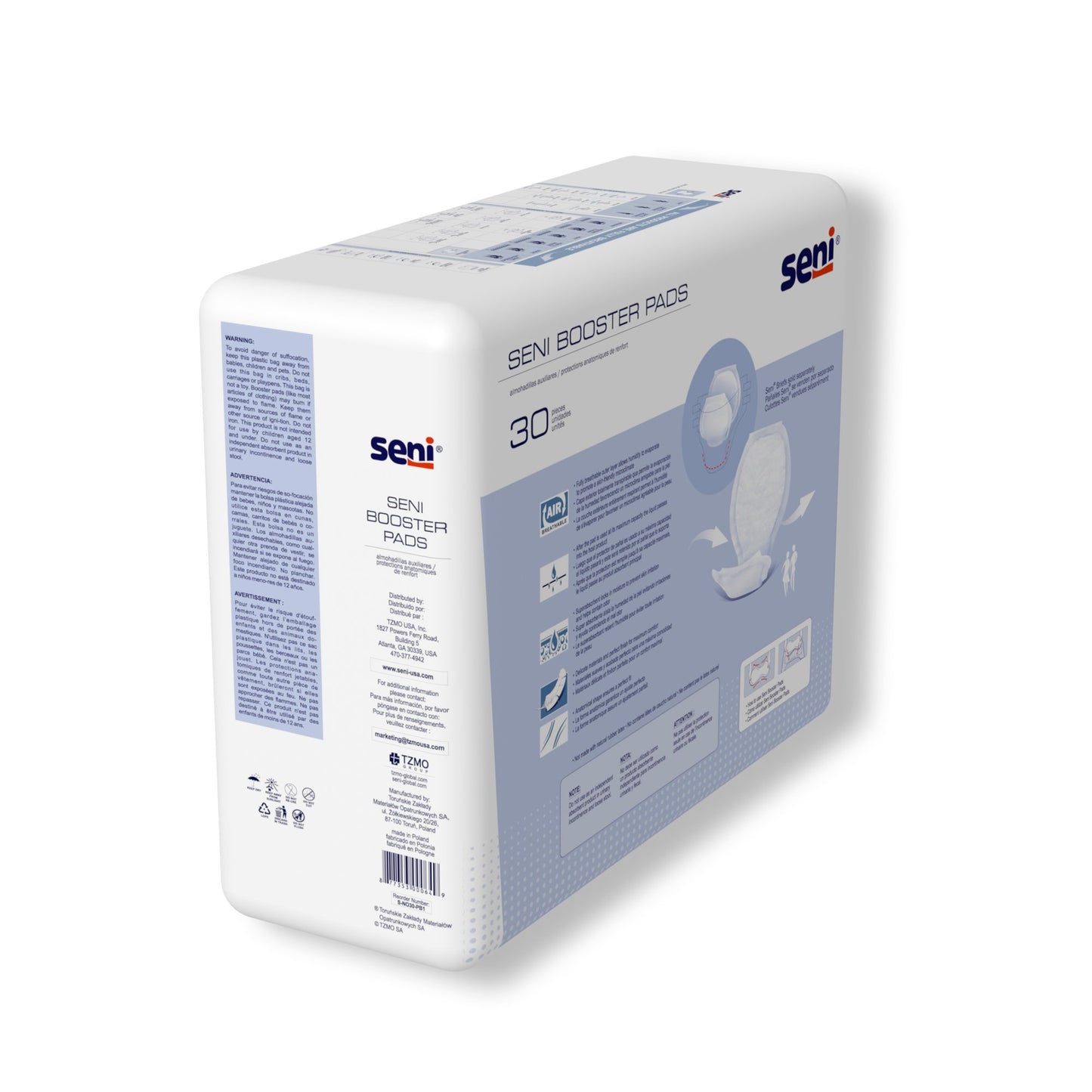 Seni® Booster Pad 25 Inch Length Moderate Absorbency Super Absorbent Core One Size Fits Most (1163832_CS)
