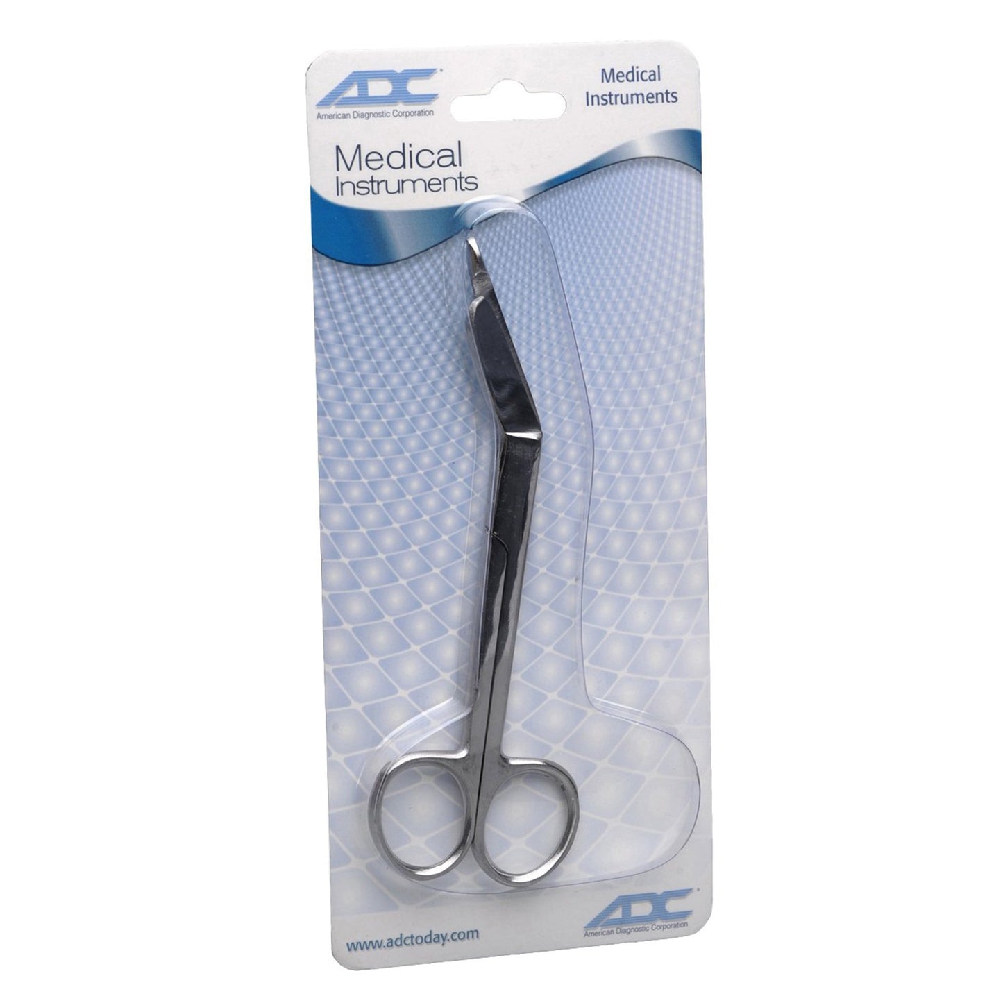 ADC® Bandage Scissors Lister 5-1/2 Inch Length Floor / Office Grade Pakistani Stainless Steel NonSterile Finger Ring Handle Angled Blunt Tip / Blunt Tip (256810_EA)