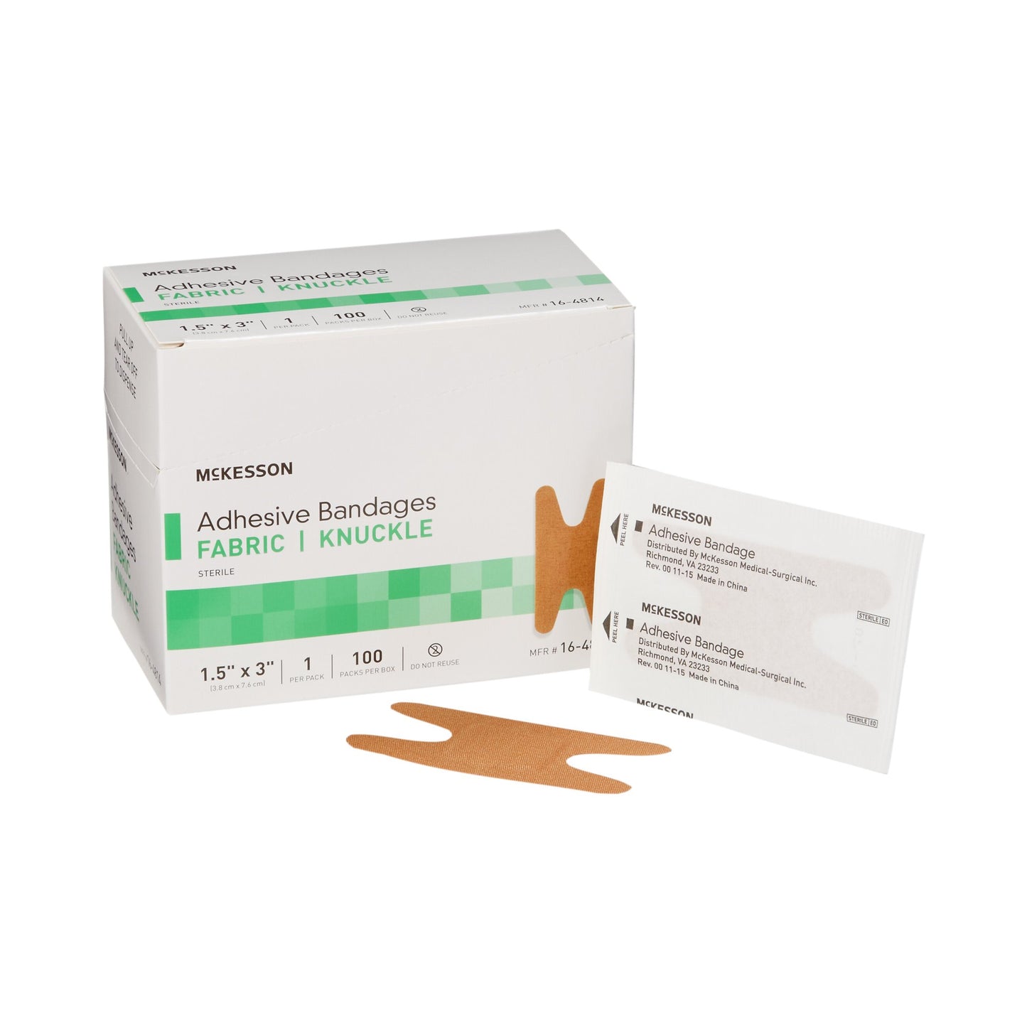 McKesson Adhesive Strip 1-1/2 X 3 Inch Fabric Knuckle Tan Sterile (466873_CS)