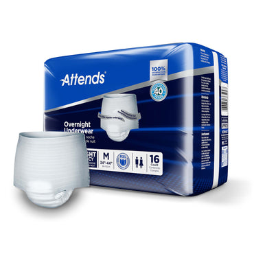 Attends® Overnight Unisex Adult Absorbent Underwear Pull On with Tear Away Seams Medium Disposable Heavy Absorbency (830766_BG)