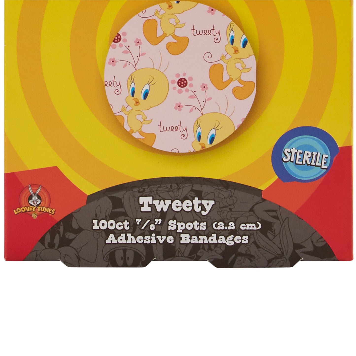 Looney Tunes™ Adhesive Spot Bandage 7/8 Inch Plastic Round Kid Design (Tweety) Sterile (516298_CS)