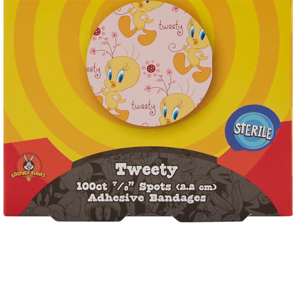 Looney Tunes™ Adhesive Spot Bandage 7/8 Inch Plastic Round Kid Design (Tweety) Sterile (516298_CS)