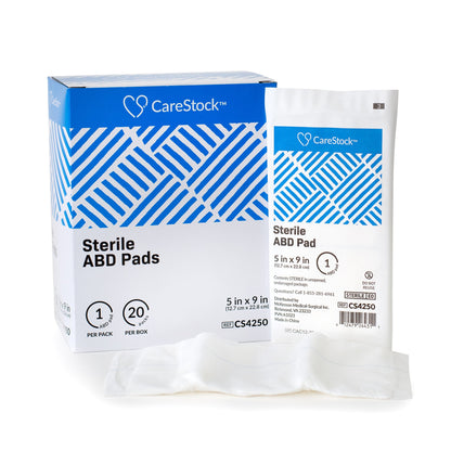 CareStock™ Abdominal Pad 5 X 9 Inch Sterile 1 per Pack (1242213_CS)