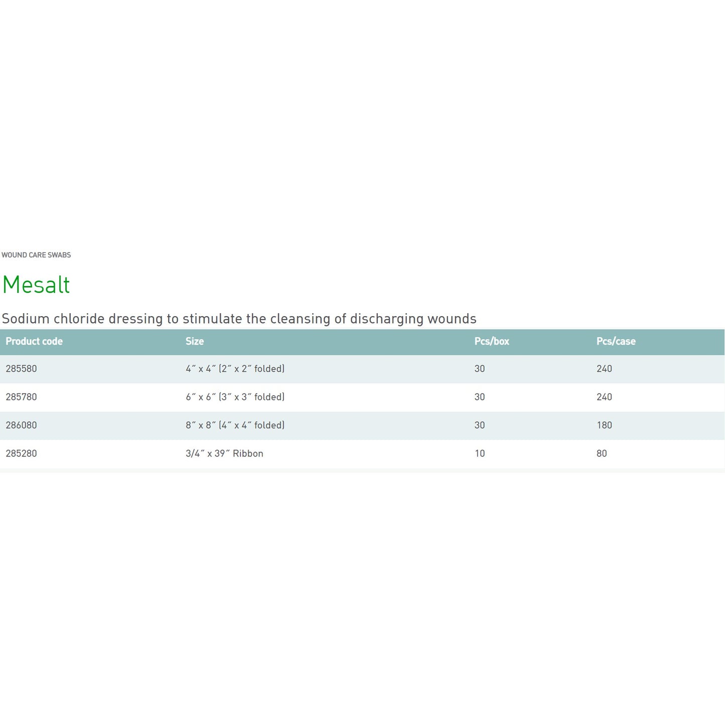 Mesalt® Sodium Chloride Impregnated Dressing Square 4 X 4 Inch / 2 X 2 Inch Folded Sterile (400464_CS)