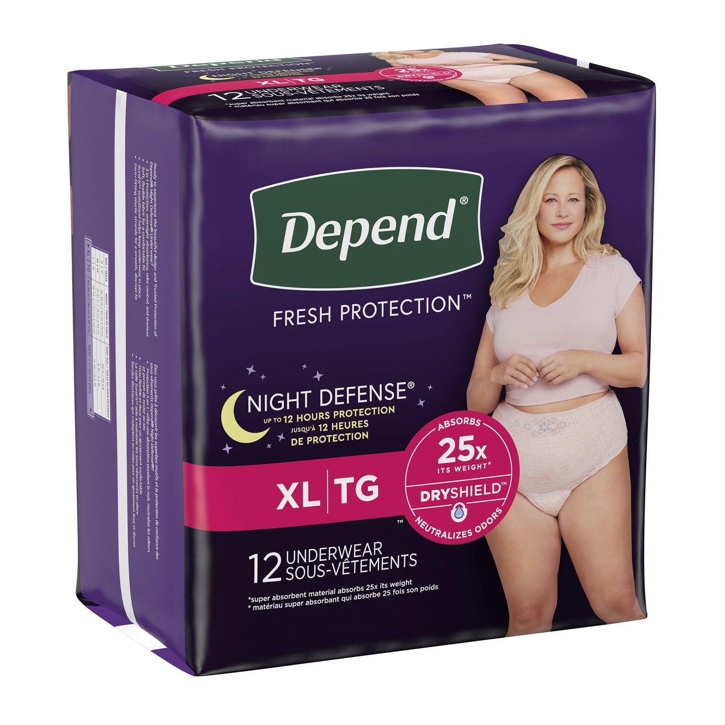 Depend® Night Defense® Female Adult Absorbent Underwear Waistband Style X-Large Disposable Heavy Absorbency (1224720_CS)