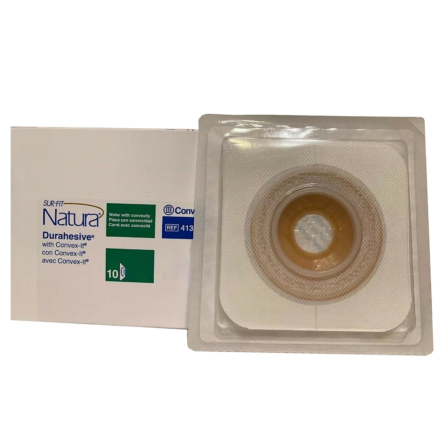 Sur-Fit Natura® Ostomy Barrier Precut, Extended Wear Durahesive® Adhesive 45 mm Flange System Hydrocolloid 7/8 Inch Opening 4-1/2 X 4-1/2 Inch (466132_EA)