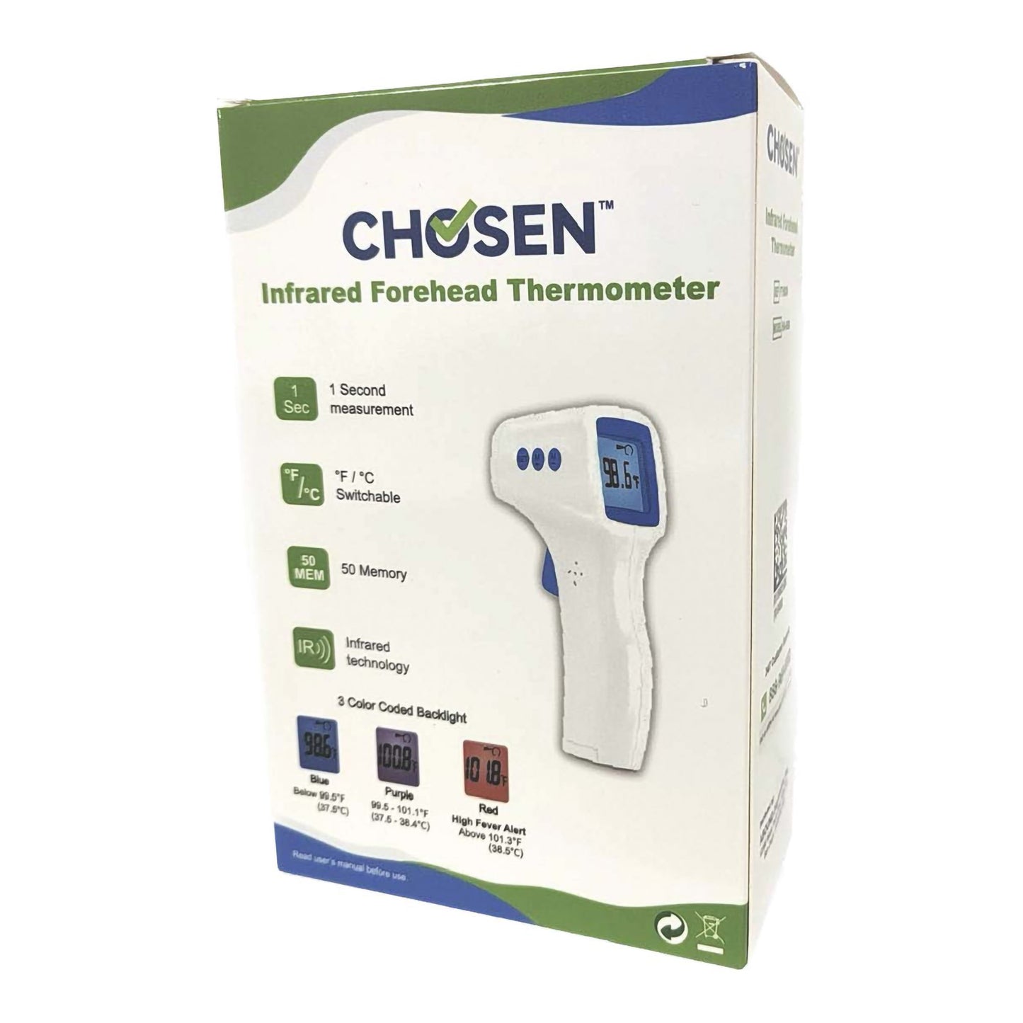 Chosen™ Non-Contact Skin Surface Thermometer Infrared Skin Probe Handheld (1249931_EA)