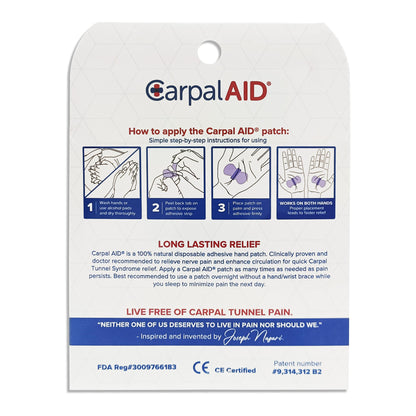 Carpal AID® Patch Hand-Based Carpal Tunnel Support Plastic Left or Right Hand Clear One Size Fits Most (1254008_PK)