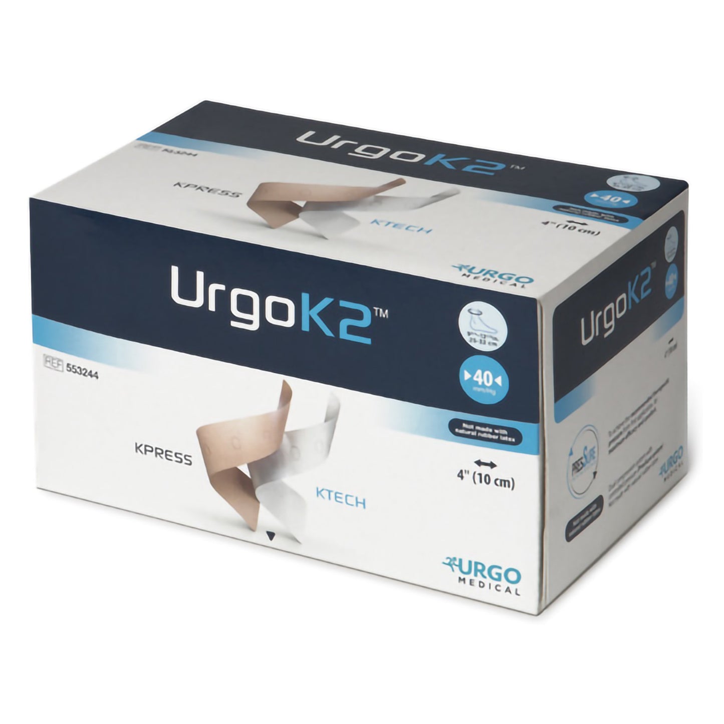 URGOK2™ 2 Layer Compression Bandage System 4 X 9-3/4 X 12-1/2 Inch Self-Adherent Closure Tan / White NonSterile Large 40 mmHg (1173100_EA)