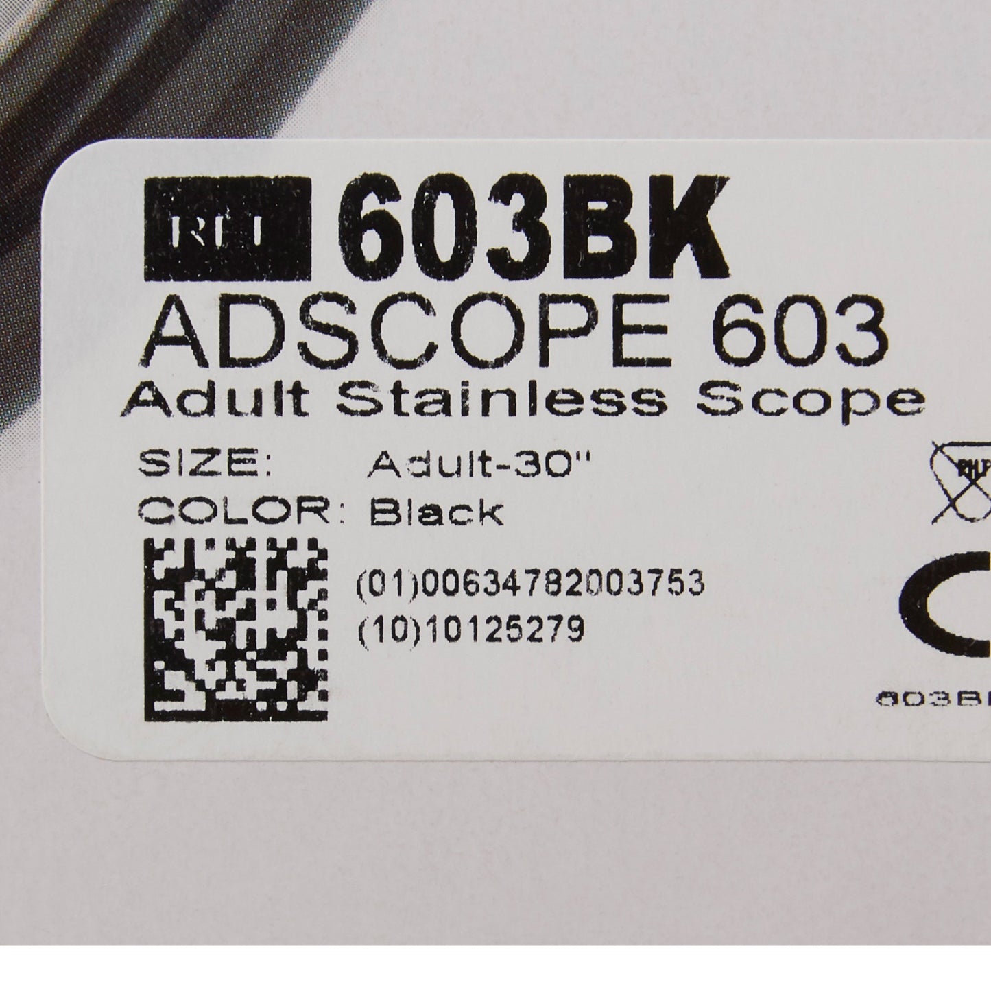 Adscope® 603 Clinician Stethoscope Black 1-Tube 22 Inch Tube Double Sided Chestpiece (363826_EA)