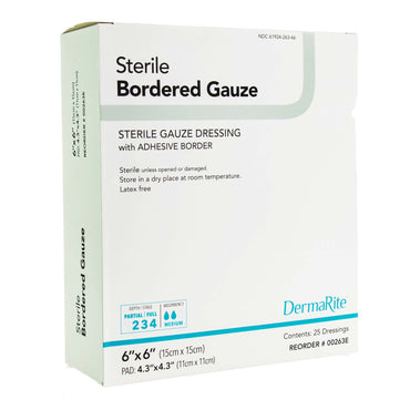 DermaRite® Bordered Gauze Island Dressing 6 X 6 Inch Square Sterile (883073_BX)