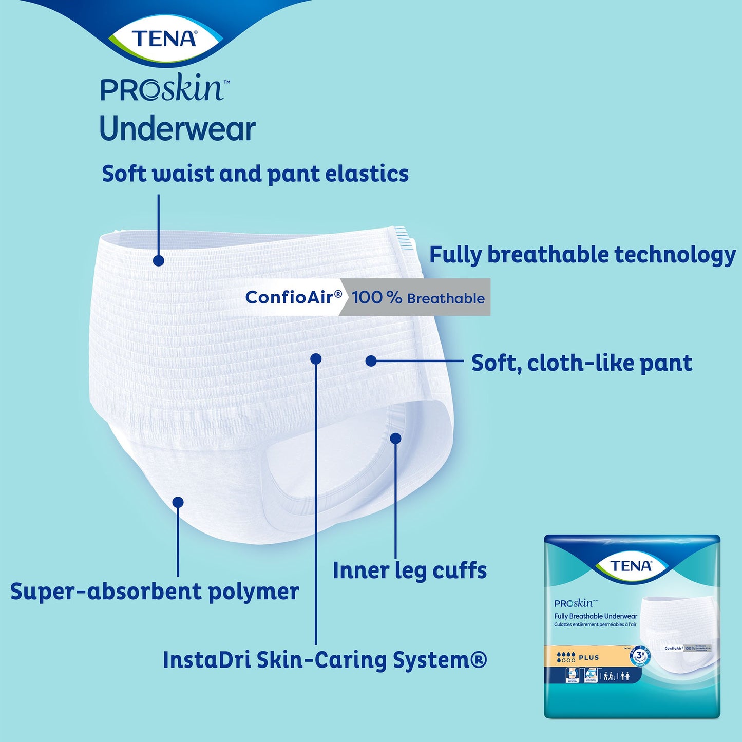 TENA® ProSkin™ Plus Unisex Adult Absorbent Underwear Pull On with Tear Away Seams Large Disposable Moderate Absorbency (1182393_PK)