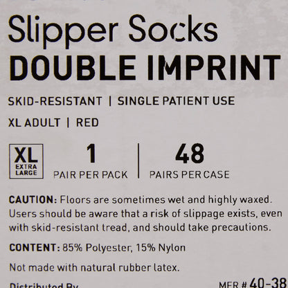 McKesson Terries™ Slipper Socks Unisex Adult X-Large Double Tread Single Patient Use Red (553042_CS)
