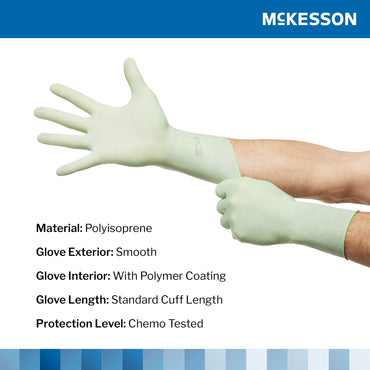 McKesson Perry® Performance Plus Surgical Glove Size 7.5 Sterile Polyisoprene Standard Cuff Length Smooth Green Chemo Tested (1044723_CS)