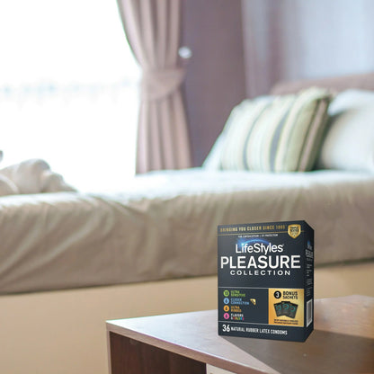 Lifestyles® Pleasure Collection Condom Variety Pack Lubricated One Size Fits Most 36 Per Box (1256944_BX)