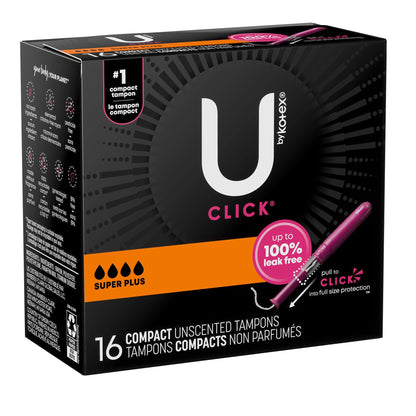 U by Kotex® Click® Tampon Super Plus Absorbency Plastic Applicator Individually Wrapped (1184200_PK)