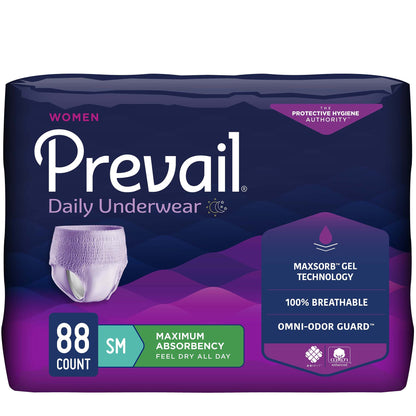 Prevail® Daily Underwear Female Adult Absorbent Underwear Pull On with Tear Away Seams Small Disposable Heavy Absorbency (1178181_CS)