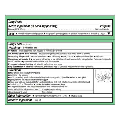 Geri-Care® Laxative Suppository 12 per Box 10 mg Strength Bisacodyl USP (1239061_CS)