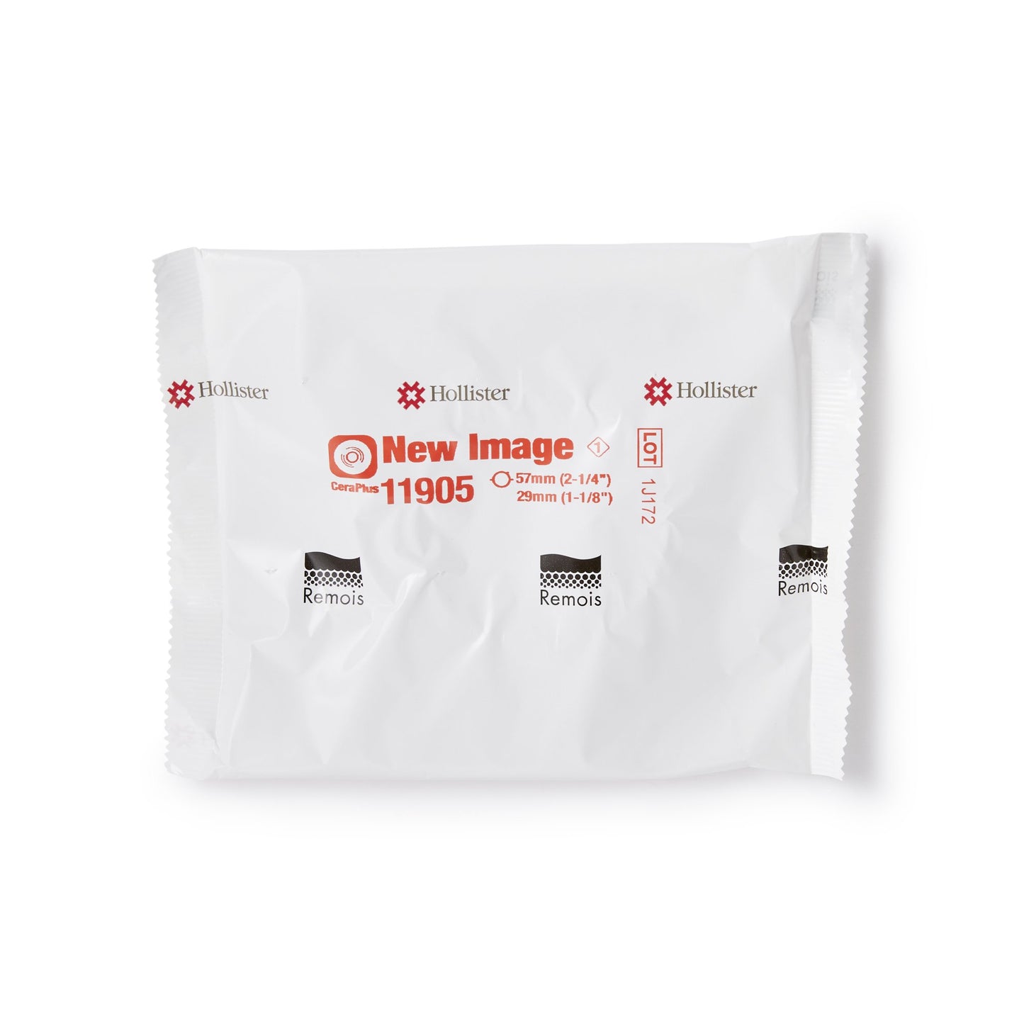 New Image™ CeraPlus™ Ostomy Barrier Precut, Extended Wear Adhesive Tape Borders 57 mm Flange Red Code System 1-1/8 Inch Opening (1158421_BX)