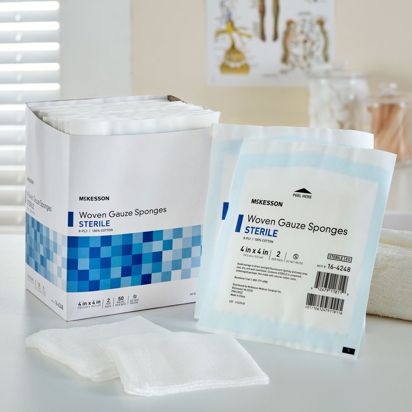 McKesson Gauze Sponge 4 X 4 Inch 8-Ply Sterile 2 per Pack (762704_CS)