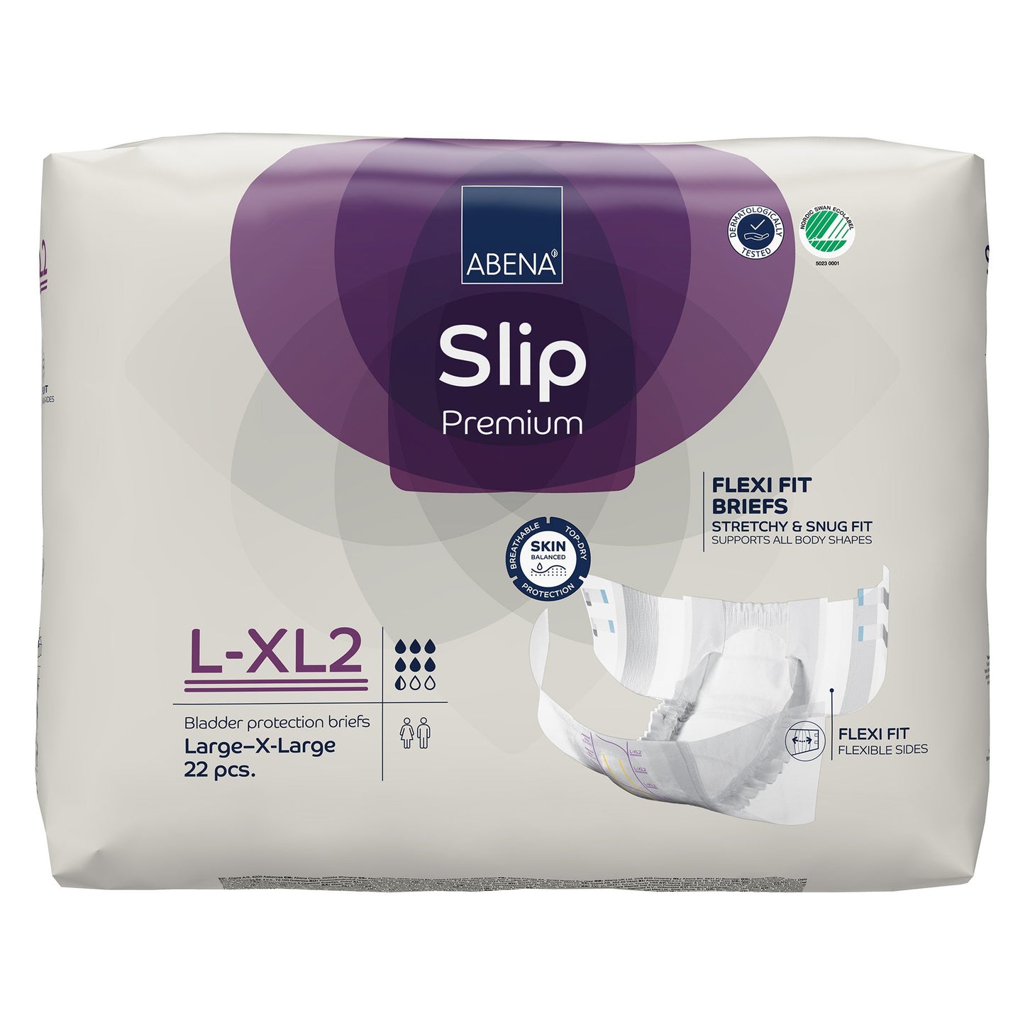 Abena Slip Flexi Fit Unisex Adult Incontinence Brief Large / X-Large Disposable Heavy Absorbency (1246194_CS)
