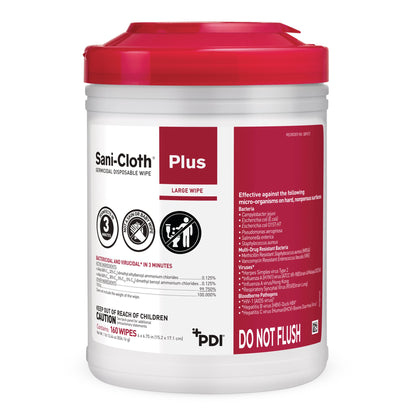 Sani-Cloth® Plus Surface Disinfectant Cleaner Premoistened Germicidal Manual Pull Wipe 160 Count Canister Alcohol Scent NonSterile (370845_BX)